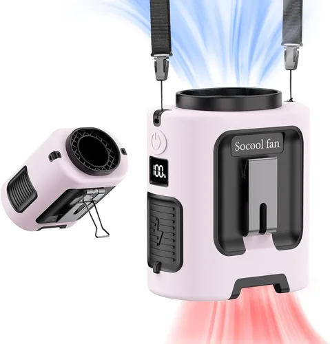 Vista 8 de Socool - Ventilador de cintura portátil con clip en el cinturón portátil, mini ventiladores personales recargables, 4 velocidades 13000 RPM
