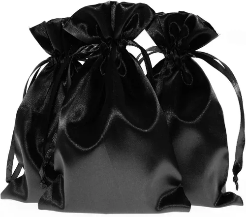 Vista 14 de Bolsas de regalo de satén azul bebé de 4 x 6 pulgadas, bolsas de joyería, bolsas de cordón para recuerdos de boda, baby shower, Navidad, 50 por