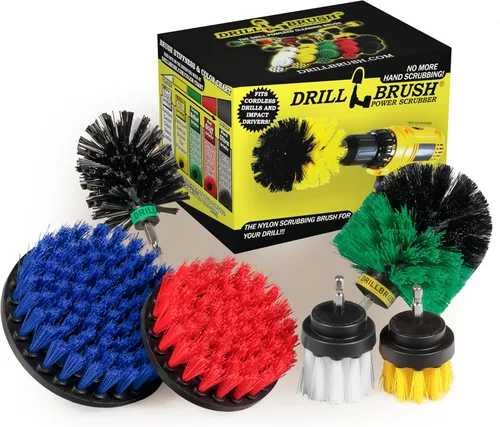 Vista 10 de Suministros de limpieza de piedras tumbales Drillbrush - Cepillo de poder para exteriores - Herramienta de limpieza de fuentes - Herramienta de Rojo