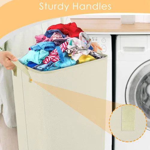 Vista 4 de SNIGJAT Cesta grande para la ropa sucia, cesta alta con asas resistentes, cestas para ropa sucia, cesta rectangular para ropa sucia para dormitorio