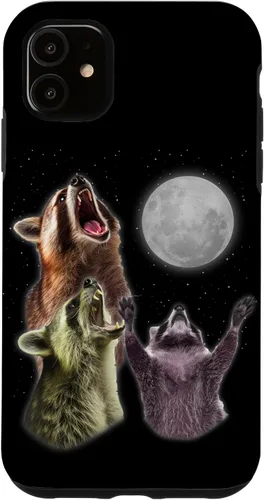 Vista 8 de Funda para iPhone 16 3 mapache luna aullando divertido mapache animal amante zoólogo