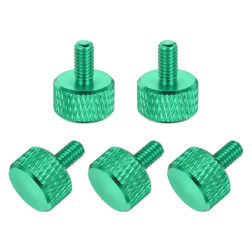 Vista 27 de MECCANIXITY 5 piezas M6x14mm Tornillos de pulgar estriado de cabeza plana, pernos de rosca completa de aleación de aluminio sólido para carcasas