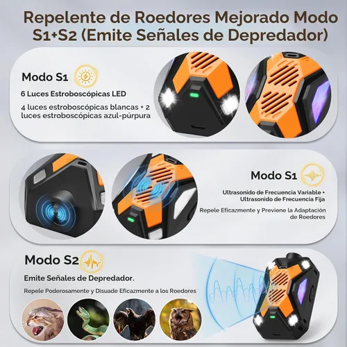 Vista 6 de Repelente ultrasónico de ardillas de ratón roedor para control de plagas de Naranja