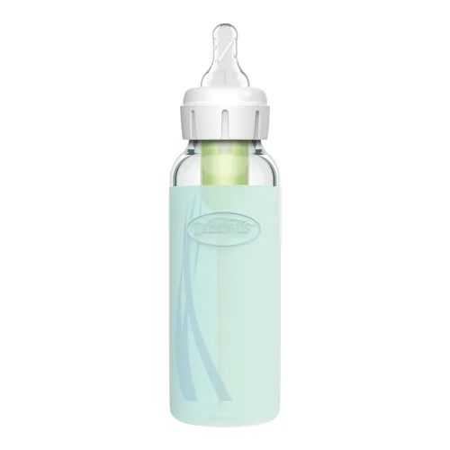 Vista 5 de Dr. Brown's Options+ Fundas para botellas de vidrio estrechas, 100% silicona, menta, sin BPA, 8 onzas, paquete de 2
