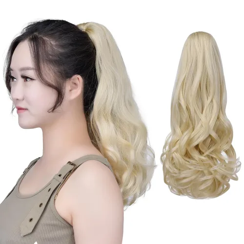 Vista 34 de SYXLCYGG Auburn Clip Cola de caballo Clip Cola de caballo Extensión de cola de caballo ondulado 10 pulgadas 3.5 oz pelo sintético falso pieza