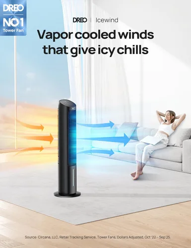 Vista 2 de Dreo Ventiladores de Aire Acondicionado Portátiles, Ventiladores de Pie de 40" que Soplan Aire Frío, AC Portátil, Enfriador de Aire Evaporativo