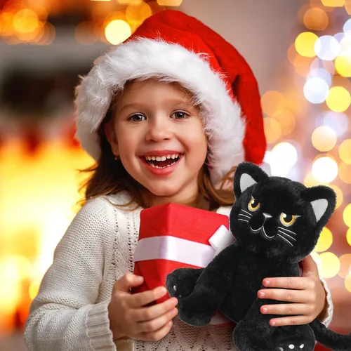 Vista 7 de SuzziPals - Animales de peluche de gato negro calentables y refrigerables, bonita almohadilla térmica para microondas para calmar y relajar