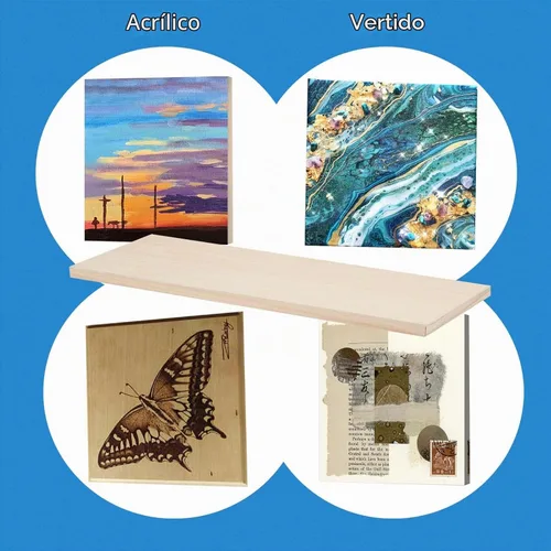 Vista 3 de Falling in Art Paquete de 4 paneles de madera de abedul sin terminar de 4 x