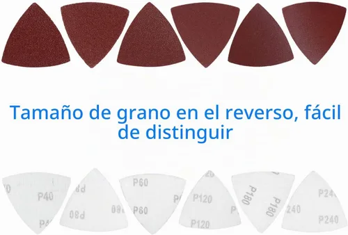 Vista 3 de Almohadillas de lijado multiherramienta oscilante triangular, 60 piezas de papel de lija oscilante de 3-1/8 pulgadas para almohadillas de lijado