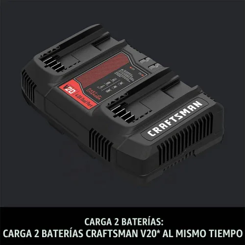 Vista 4 de CRAFTSMAN Cargador de batería para herramientas eléctricas de doble puerto de iones de litio V20 2Ah (CMCB124)
