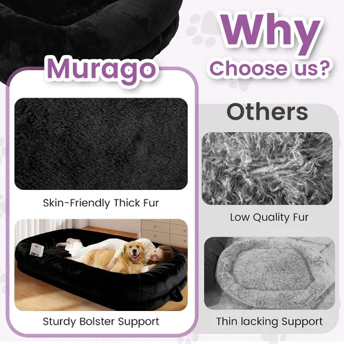 Vista 6 de Murago Cama humana para perros adultos, cama larga para perros de tamaño humano de 43 x 10 x 71 pulgadas, funda extraíble, diseño ortopédico