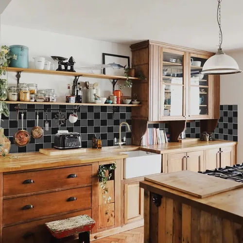 Vista 19 de Alwayspon Adhesivo de vinilo brillante de ladrillo de Provenza, autoadhesivo para azulejos de pared de transferencia de salpicaduras para cocina