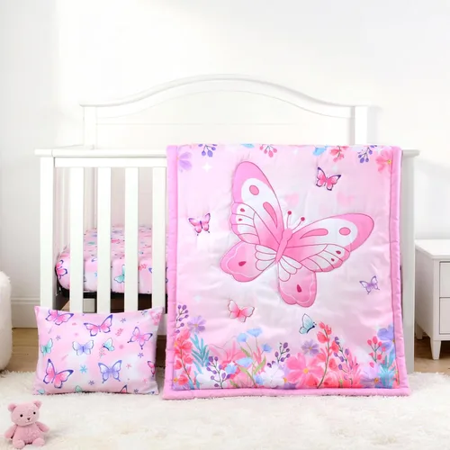 Vista 19 de JISEN Juego de cama de cuna de 3 piezas para bebés, niños y niñas, color Oso