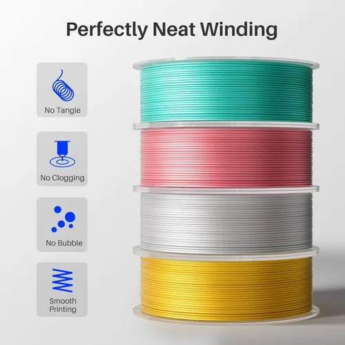 Vista 3 de ELEGOO Silk PLA Filament 1.75 mm Silk Blue Violet 1 kg, Shiny Metallic 3D Printer Filament PLA with High Dimensional Stability, 1 kg Spool for Most