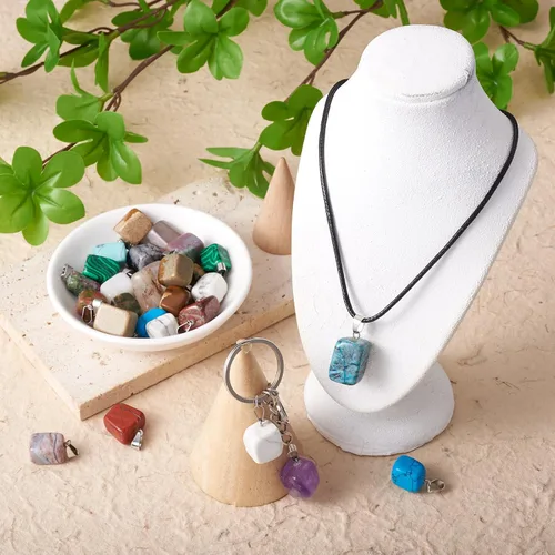 Vista 4 de Beadthoven - 24 dijes de piedras preciosas irregulares naturales, piedras curativas mixtas, chakras, reiki, pepita, piedras preciosas para hacer