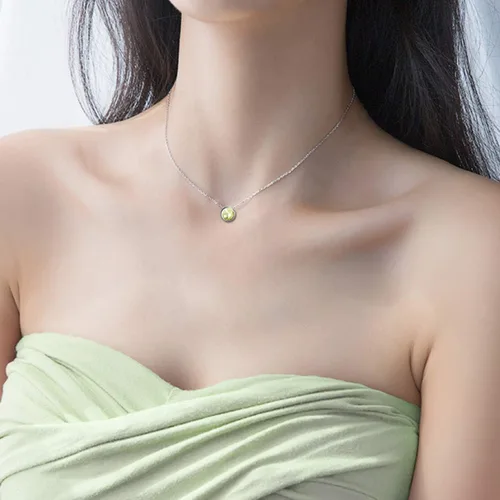 Vista 6 de Collar de plata de ley 925 con circonita para mujeres, adolescentes y niñas