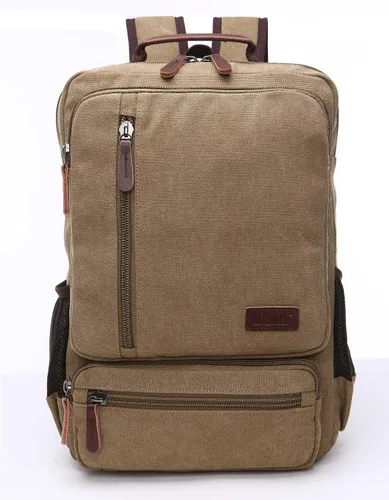 Vista 10 de Mochila de lona vintage, mochila resistente para senderismo y campamento, mochila casual para hombres y mujeres, se adapta a portátiles de 15.6 Café