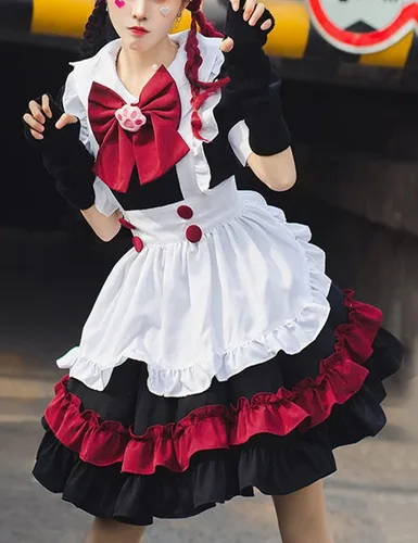 Vista 4 de CRFASIBE Vestidos de sirvienta de anime francés delantal de sirvienta, disfraz de cosplay