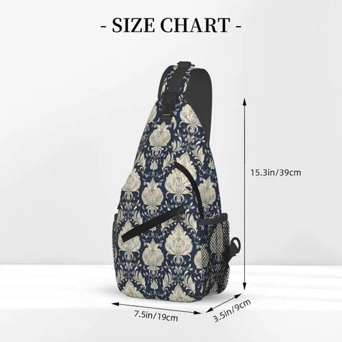 Vista 2 de Small Crossbody Bags for Women Men - Vintage Blue Damask Print Adjustable Shoulder Bag Fanny Packs Belt Sling Bag Crossbody Purses Backpack for