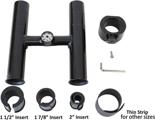 Vista 3 de Soporte para caña de pescar T-Top Twin Aluminio con abrazadera de 1-1/2 ", 1-7/8 ", 2 pulgadas horizontal o vertical torre de pesca/poste