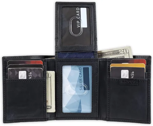 Vista 4 de Haggar Cartera triple RFID de cuero para hombre