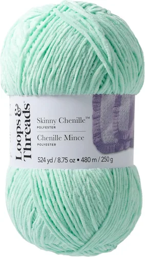 Vista 6 de Loops & Threads Hilo fino de chenilla - Hilo para tejer, ganchillo, tejer y manualidades - Azul, poliéster, 8.75 oz Azul Pájaro