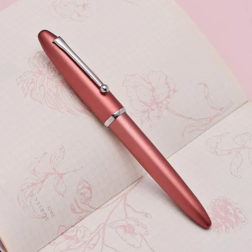 Vista 3 de Asvine Hongdian 620 Pluma estilográfica de metal rojo extra fina pluma clásica pluma oficina escritura con caja de metal