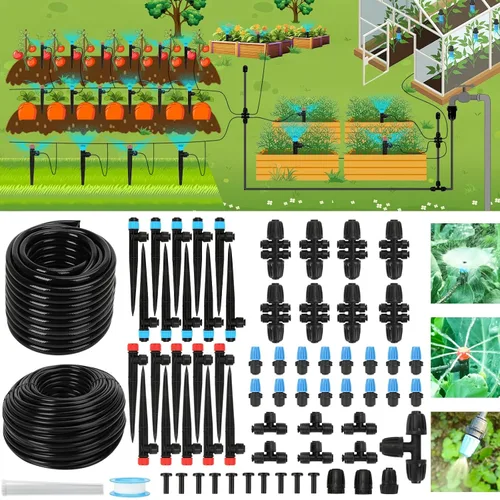 Vista 10 de Sistema de riego por goteo: sistema de riego de jardín mejorado 2026 con tubo de 46 pies y 1/2 pulgadas, nuevo rociador automático de conexión