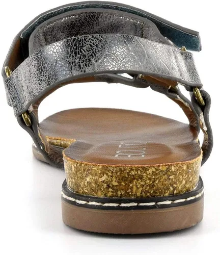 Vista 3 de Corkys Womens Melanie Metallic Flat Null Sandals Casual - BrownSilver