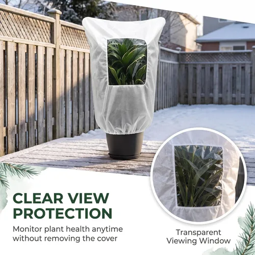 Vista 4 de Plant Frost Protection Covers with Viewing Window, Zipper & Drawstring, Reusable Winter Plant Covers for Outdoor Plants, Shrubs and Small Trees