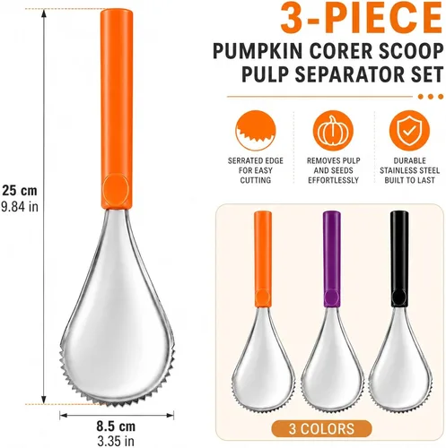 Vista 2 de LUOZZY Separador manual de pulpa de calabaza de acero inoxidable (naranja, morado, negro)