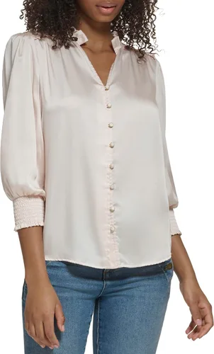 Vista 2 de Karl Lagerfeld Paris Blusa deportiva suave de manga larga para mujer