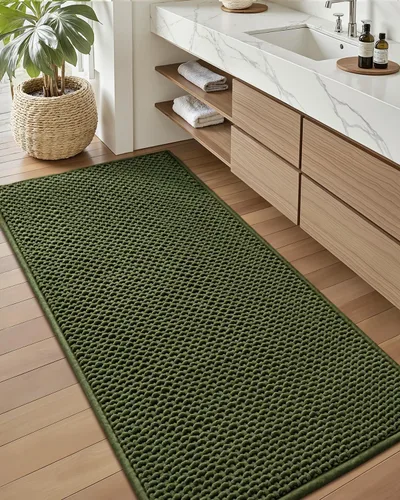 Vista 23 de Color&Geometry Tapete de baño con parte trasera de goma de 24 x 16 pulgadas, antideslizante, lavable a máquina, alfombra bohemia de felpilla suave