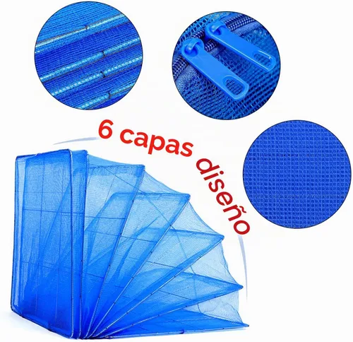Vista 3 de Red de secado para colgar, secadora de red plegable de 19.7 x 19.7 x 37.4 pulgadas, 6 capas de malla de pescado plegable con cremalleras para secar