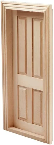 Vista 4 de Casa de muñecas AirAds 1:12 Miniatures 4 paneles puerta madera sin terminar