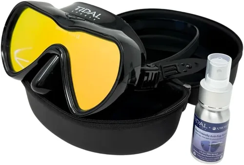Vista 2 de Tidal Mask-Advanced - Máscara de buceo antivaho para buceo, snorkel, buceo libre y natación. Lente única de vidrio templado gran angular. Negro