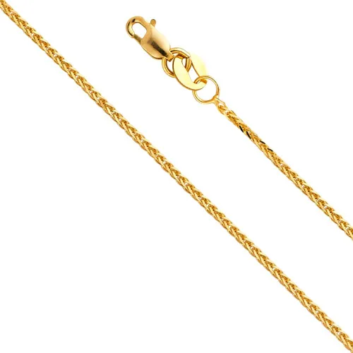Vista 3 de Wellingsale 14K Solid Gold Square Wheat Chains (Select Options)