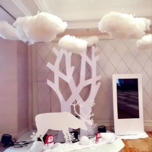 Vista 5 de Accesorios de nube artificial de algodón 3D para habitación, decoración colgante para decoración de escenario, boda, fiesta, escenario, decoración