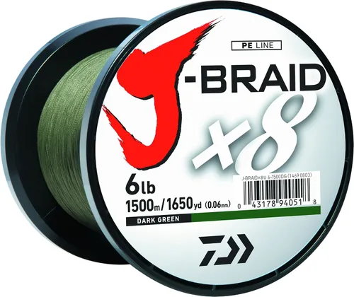 Vista 2 de Daiwa J-Braid Línea trenzada redonda tejida de 8 filamentos, 150 m