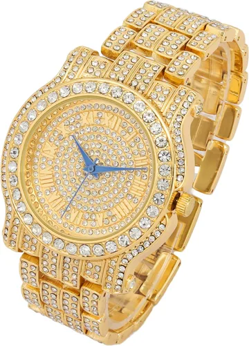 Vista 3 de Charles Raymond Bling-ed Out Ultimate Hip Hop Royalty Reloj para hombre con número romano de fácil lectura o indicadores de tiempo de diamantes