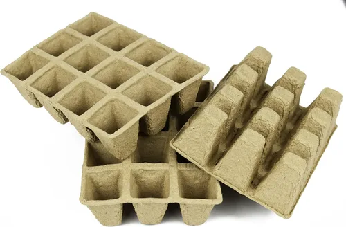 Vista 6 de Juego de 6 macetas de turba biodegradables y ecológicas. Bandeja de 12 macetas de 3 pulgadas - Macetas de turba recicladas no blanqueadas perfectas