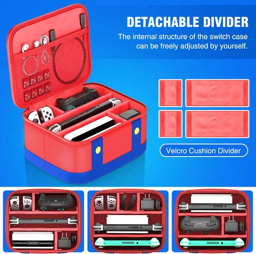 Vista 4 de Funda de interruptor para Switch Switch OLED y accesorios de interruptor, funda de viaje para consola Nintendo Switch OLED, funda de transporte