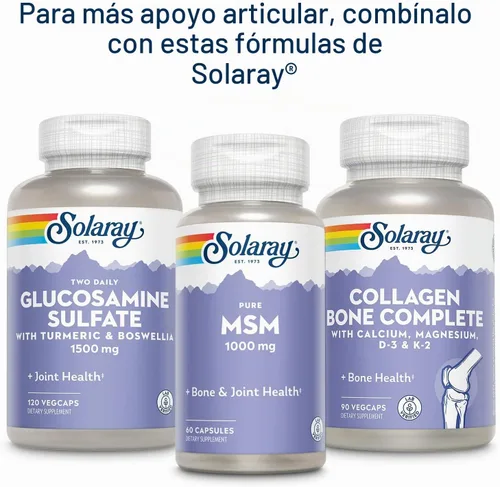 Vista 8 de SOLARAY Glucosamina Condroitina Ácido Hialurónico, 90 Cápsulas