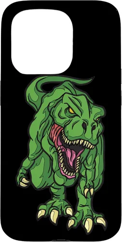 Vista 14 de iPhone 16 Green Dinosaur Illustration For Kids Cartoon Dino Case