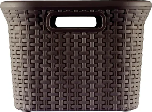 Vista 5 de Curver Style - Cesta de plástico para ropa de 45 litros, color marrón oscuro
