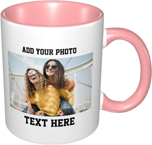 Vista 13 de Tazas de café con foto personalizada, taza personalizada con texto fotográfico, haz tu propia taza, taza de café con acento de cerámica, taza Negro