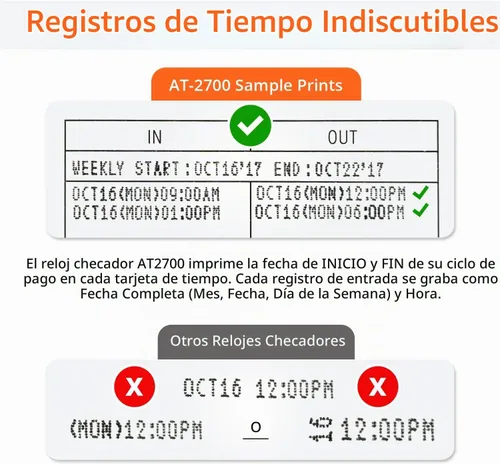 Vista 3 de Reloj de tiempo para pequeñas empresas AT-2700