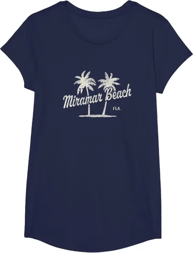 Vista 29 de Miramar Beach Florida Vintage 70s Palm Trees - Camiseta gráfica, Azul / Patchwork, S