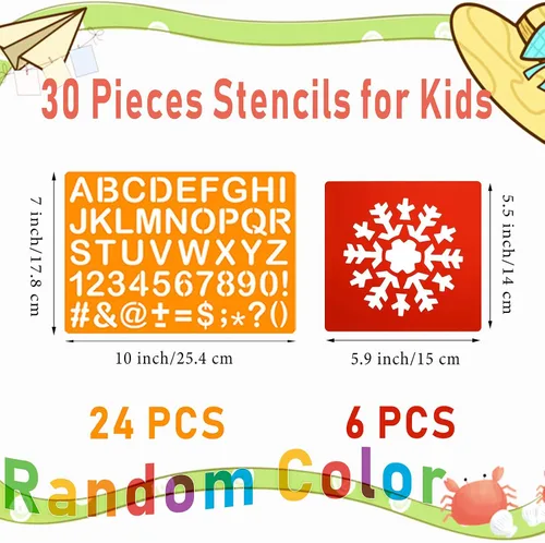 Vista 2 de Juego de 60 plantillas de dibujo para niños, plantillas de plantillas de pintura de dibujo de plástico para niños, manualidades, proyectos de arte