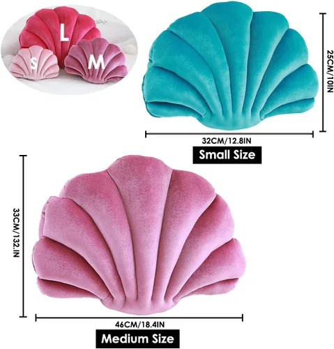 Vista 2 de Patty Both Almohada decorativa de conchas marinas, almohada decorativa de terciopelo con forma de concha de mar, almohadas decorativas para cama